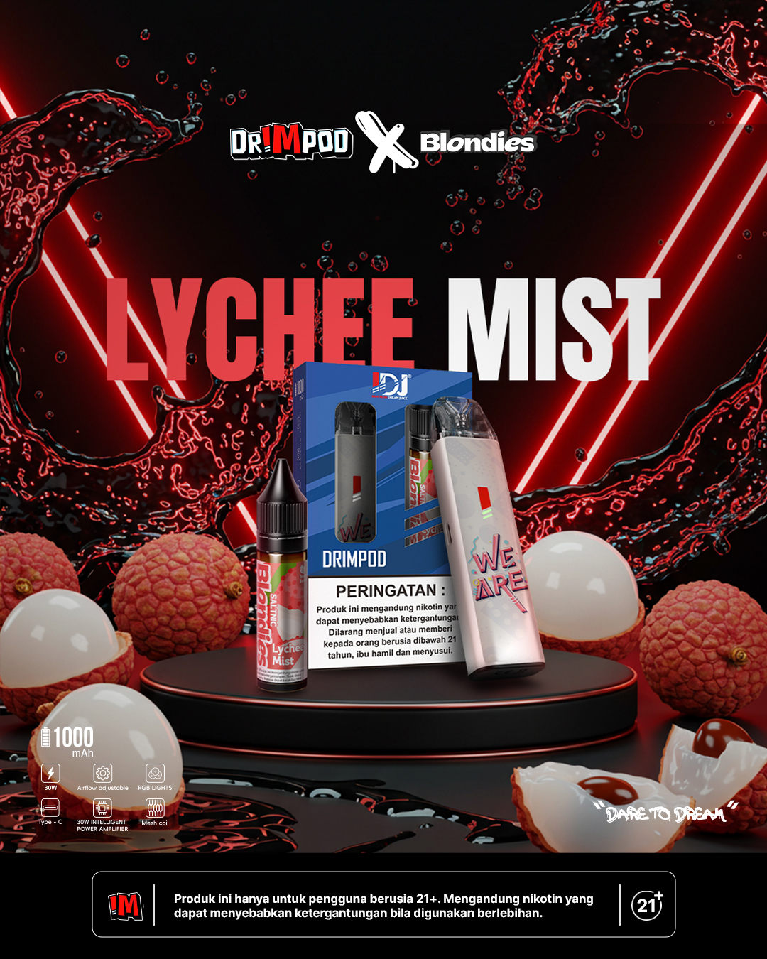 Drimpod x blondies lychee mist